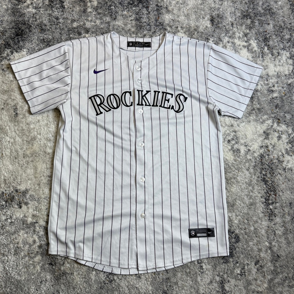 Nike Colorado Rockies Nolan Arenado 28 Pinstripe Baseball Jersey Mens XL 18/20